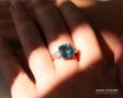 John Taylor Jewellers Cushion Cut London Blue Topaz and Diamond Dress Ring
