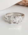 Custom - Lab Diamond Asher Cut Three Stone Ring