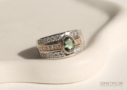 John Taylor Jewellers Custom Oval Green Sapphire and Diamond Dress Ring