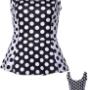 BLACK AND WHITE POLKA DOT PEPLUM TOP PLUS SIZE