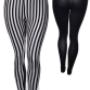 Trendy stripe plus size leggings