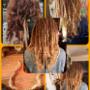 full head with dreads (repaired, dyed) reattached