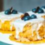 Blueberry banana cakes with tangy cream cheese