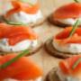 Smoked salmon and cream cheese canapes with chives