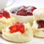 Traditional scones with jam and cream