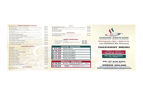 Takeaway menu