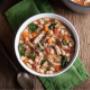 Chicken Cassoulet- A classic French casserole with beans, artisan pork sausages and chicken in a rich and flavourful tomato sauce. Rustic and satisfying.